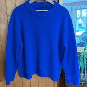 Jenni Kayne Oversized Crewneck 100% Cashmere Sweater in Royal Blue Women’s Small